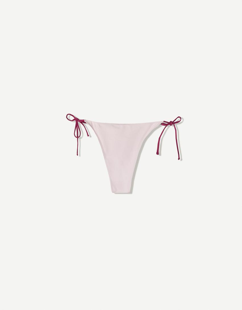 Cueca de biquíni com flor-Rosa-4