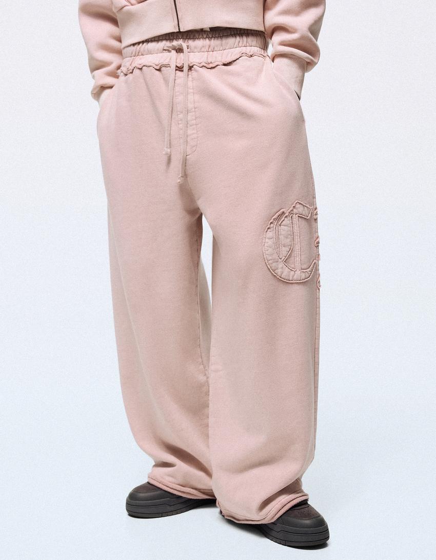 Super baggy washed trousers-Pink
