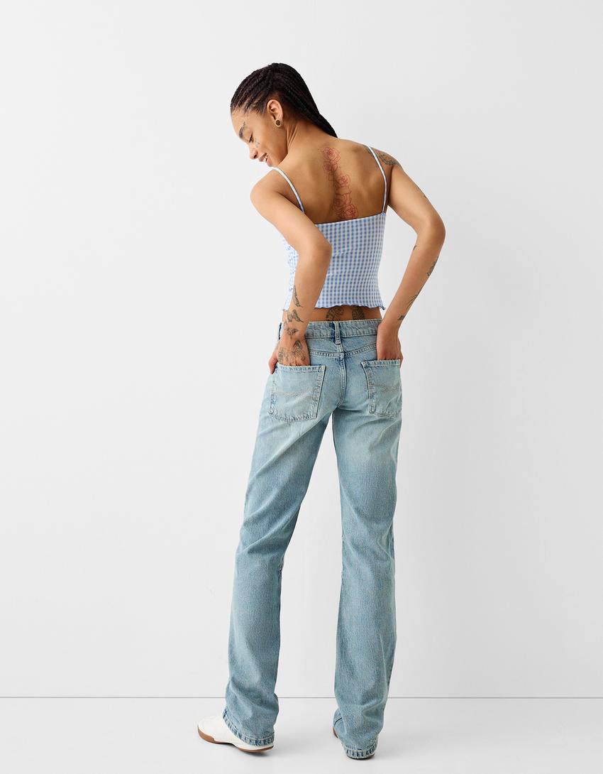 Fiyonk detaylı desenli askılı top-Açık mavi-1