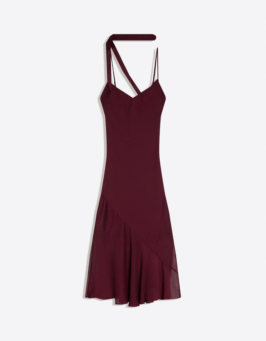 Mini scarf dress-Maroon