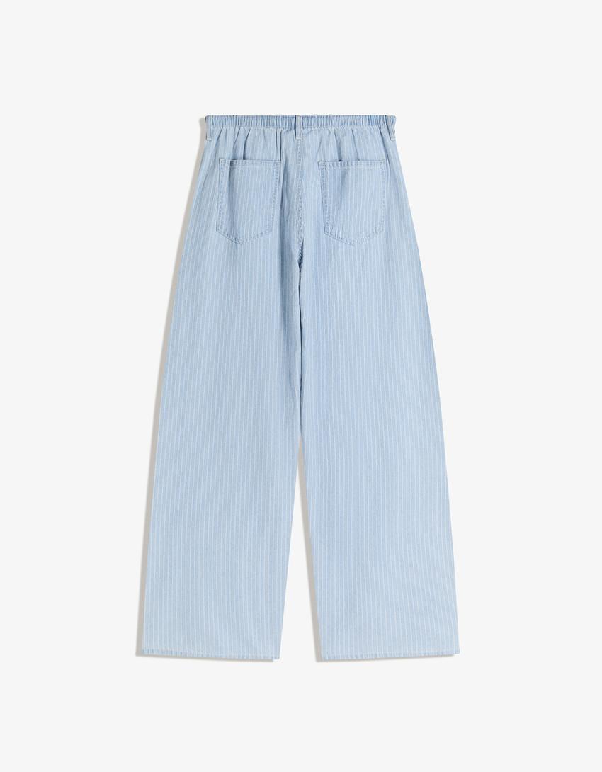 Jeans wide leg cordon-Bleu lavé