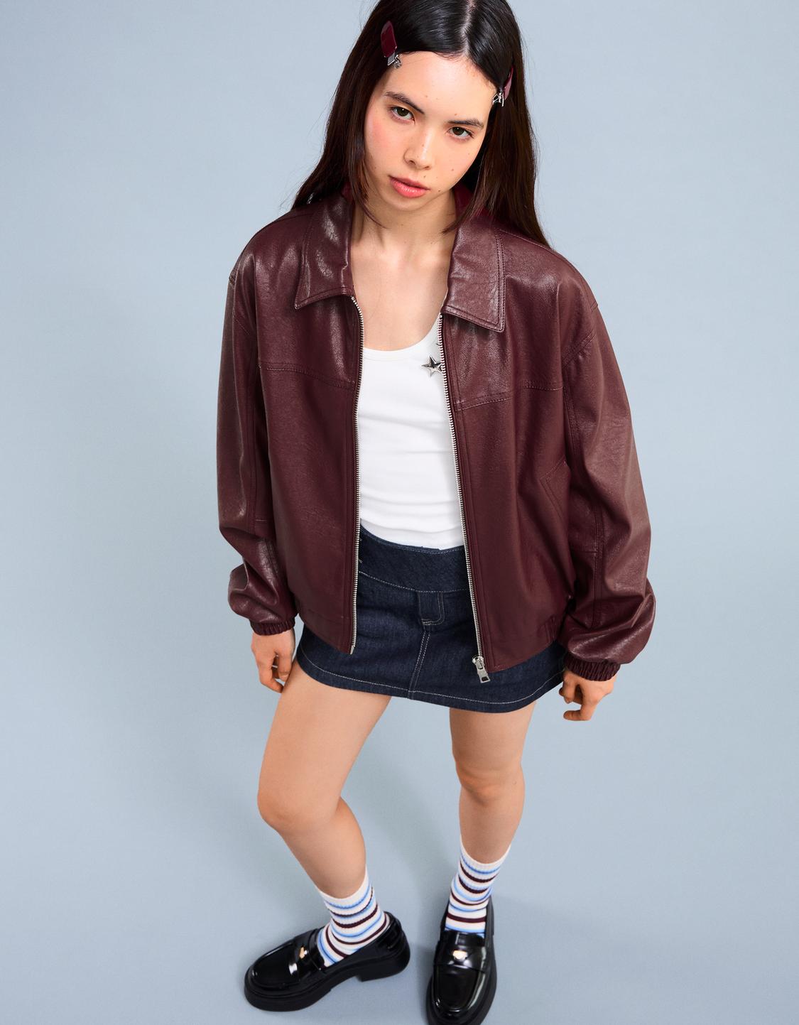 Faux leather oversize jacket