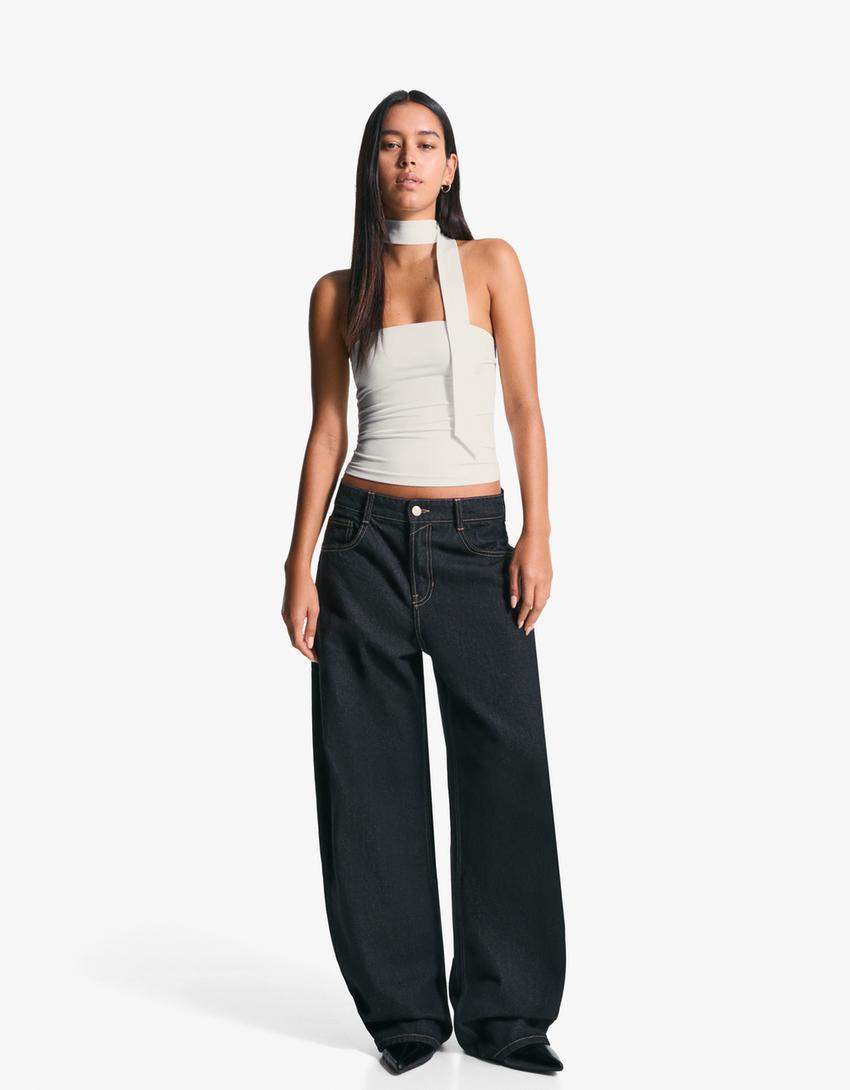Top bandeau pañuelo-Crudo