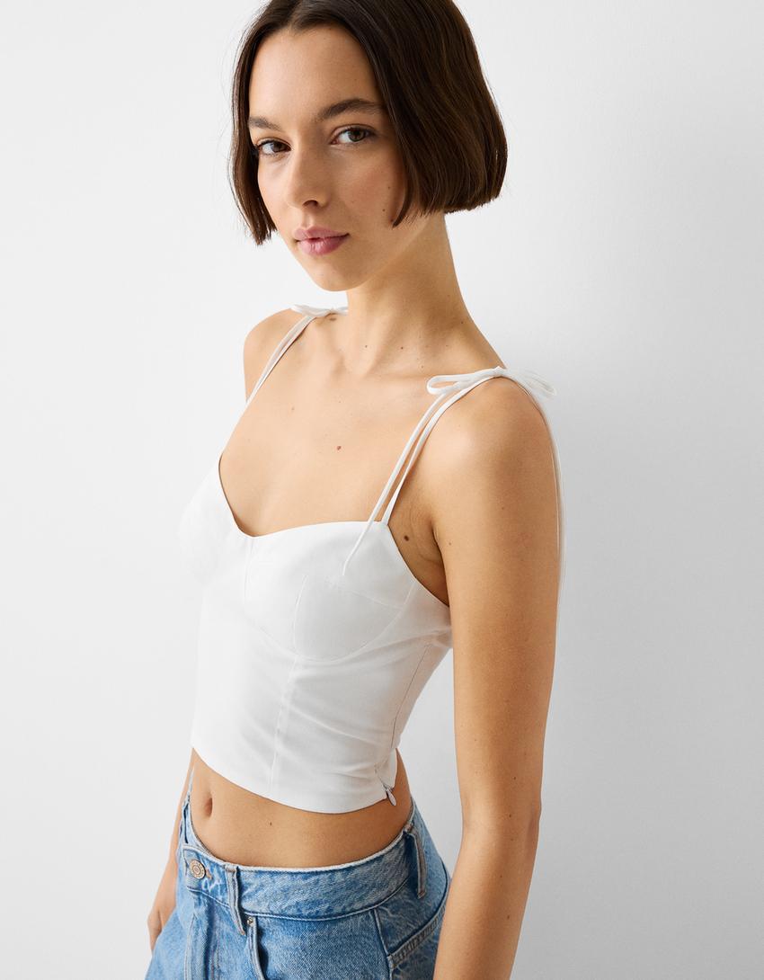 توب قصير مع حمالات-أبيض-2