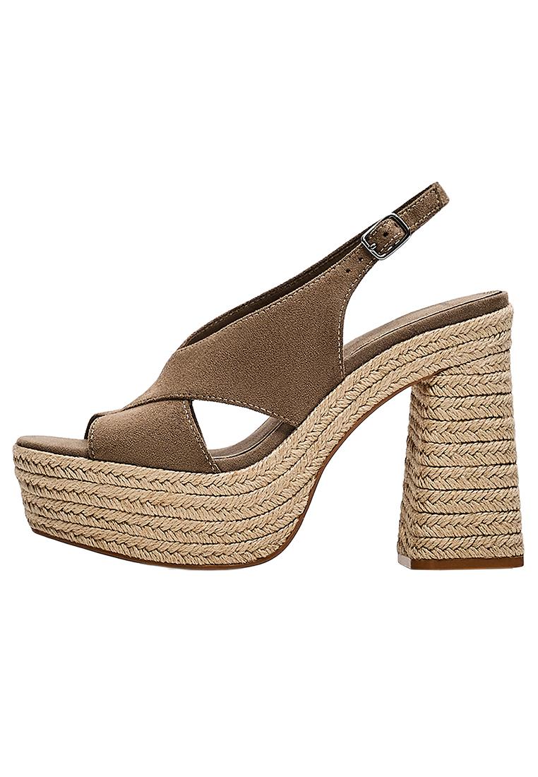 Jute platform heeled sandals — Brown