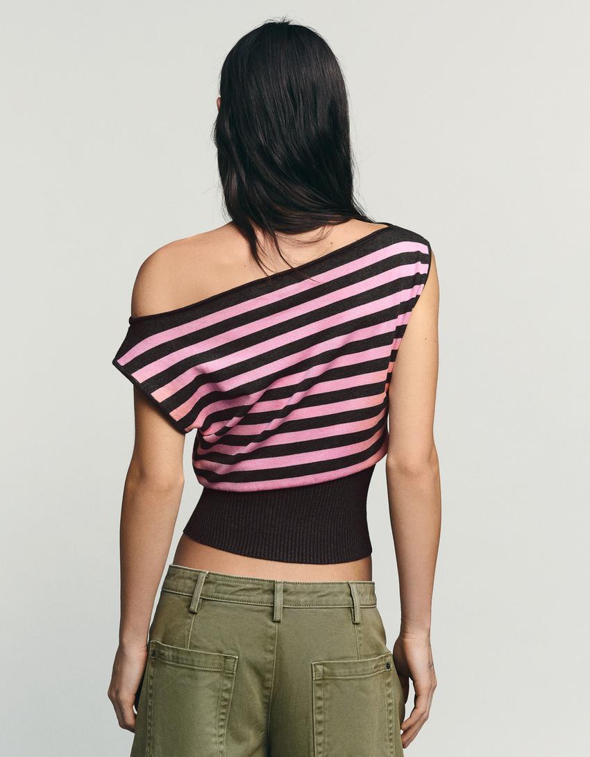 Boat neck top-Pink