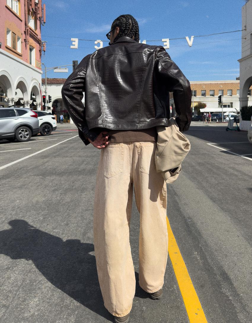 Barrel-leg jeans-Camel