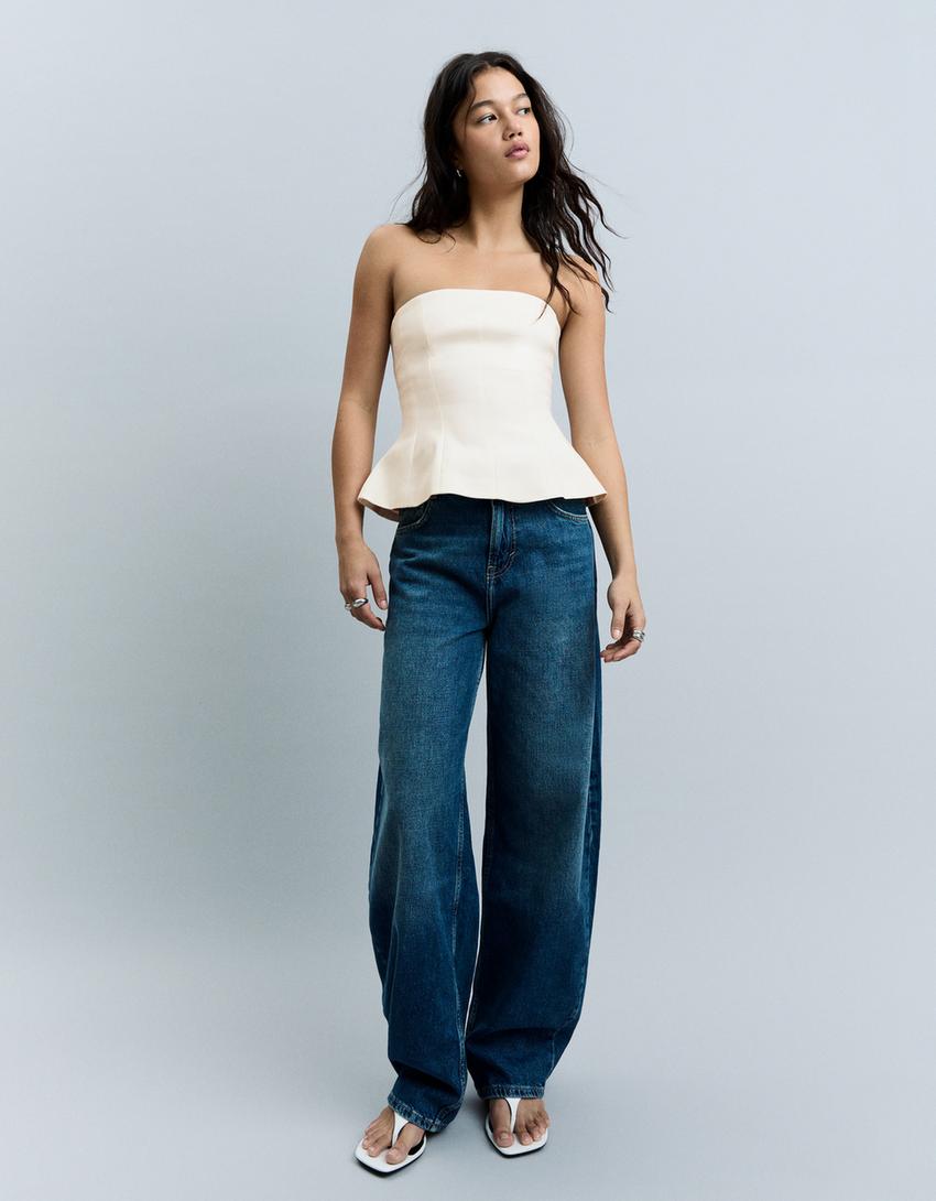 Bustier top with back bow-White