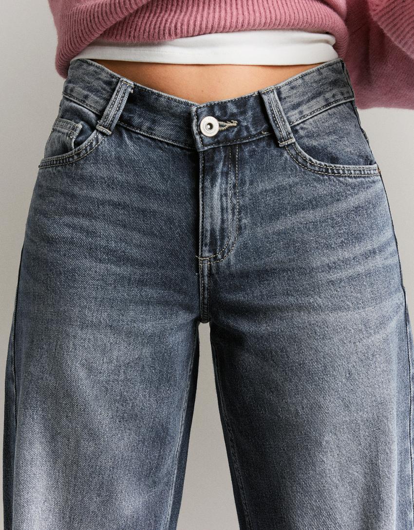 Düşük bel baggy barrel fit jean-Mavi