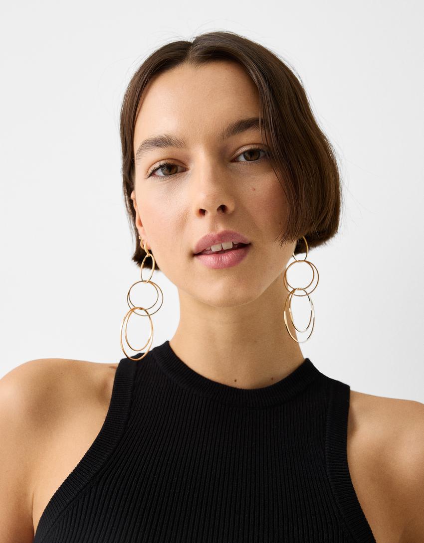 Boucles d’oreilles pendantes anneaux-Or-3