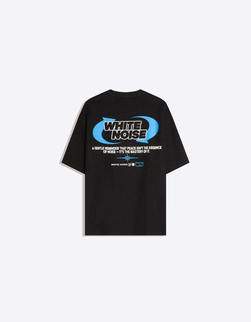 T-Shirt mit kurzen Ärmeln und Frottee-Print-Schwarz