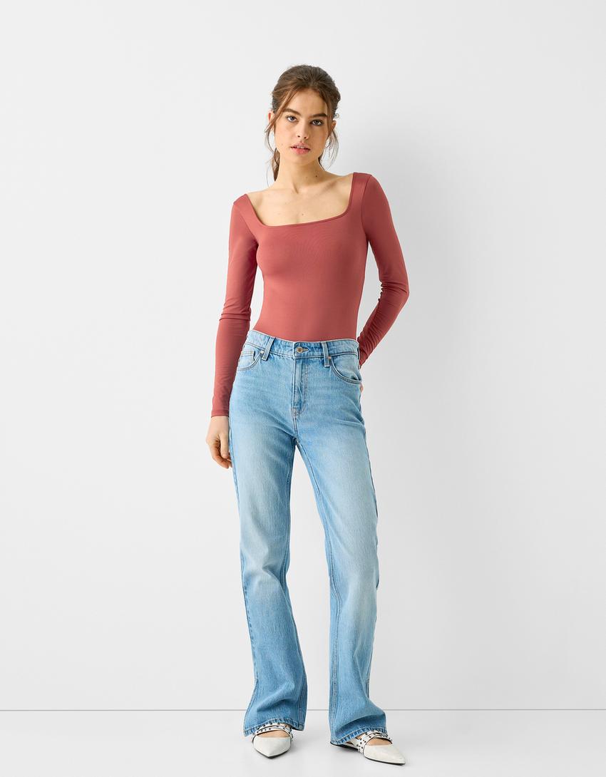 بودي بأكمام طويلة-برتقالي داكن-2