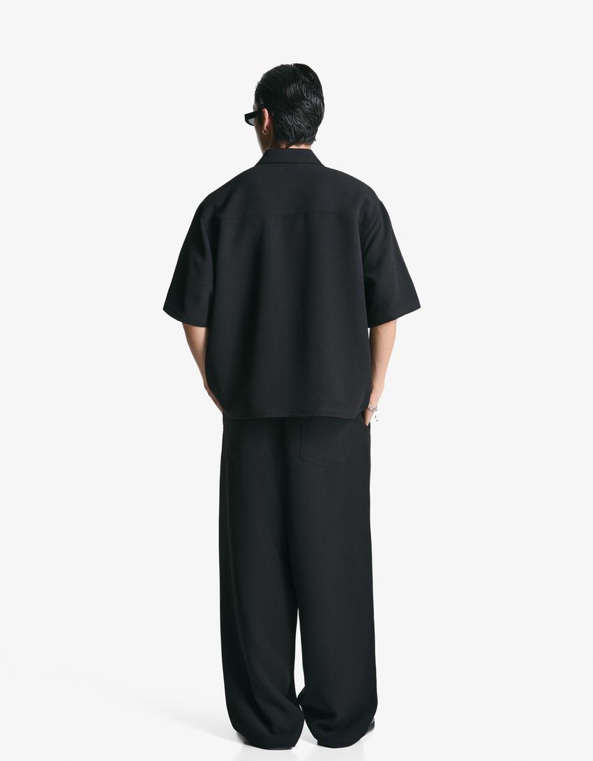 Super baggy tailored trousers-Black-2