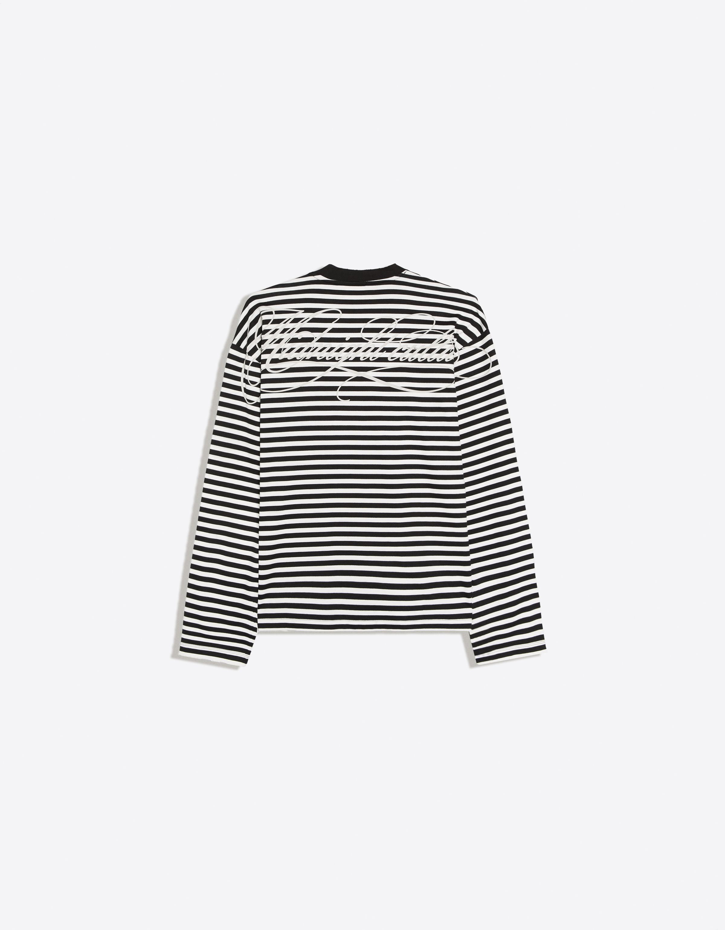 Stripe print long-sleeved T-shirt — White