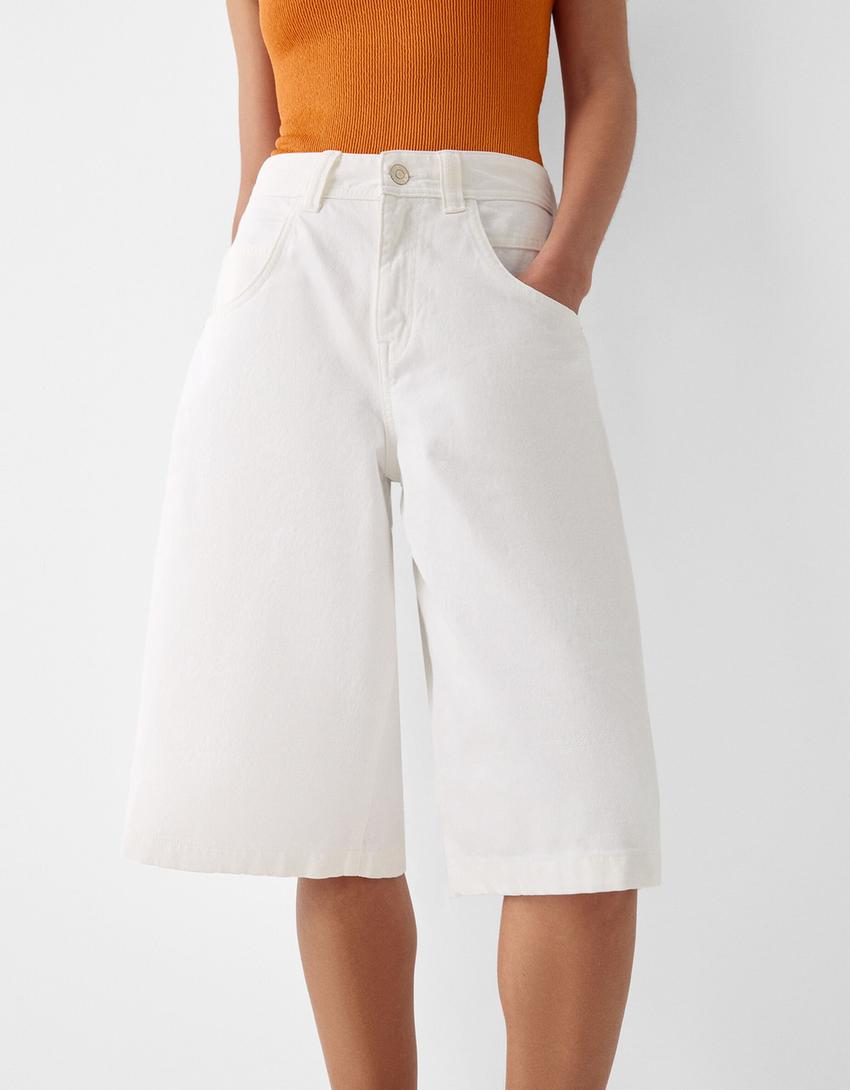 Jort bermuda baggy serge-Blanc cassé-3