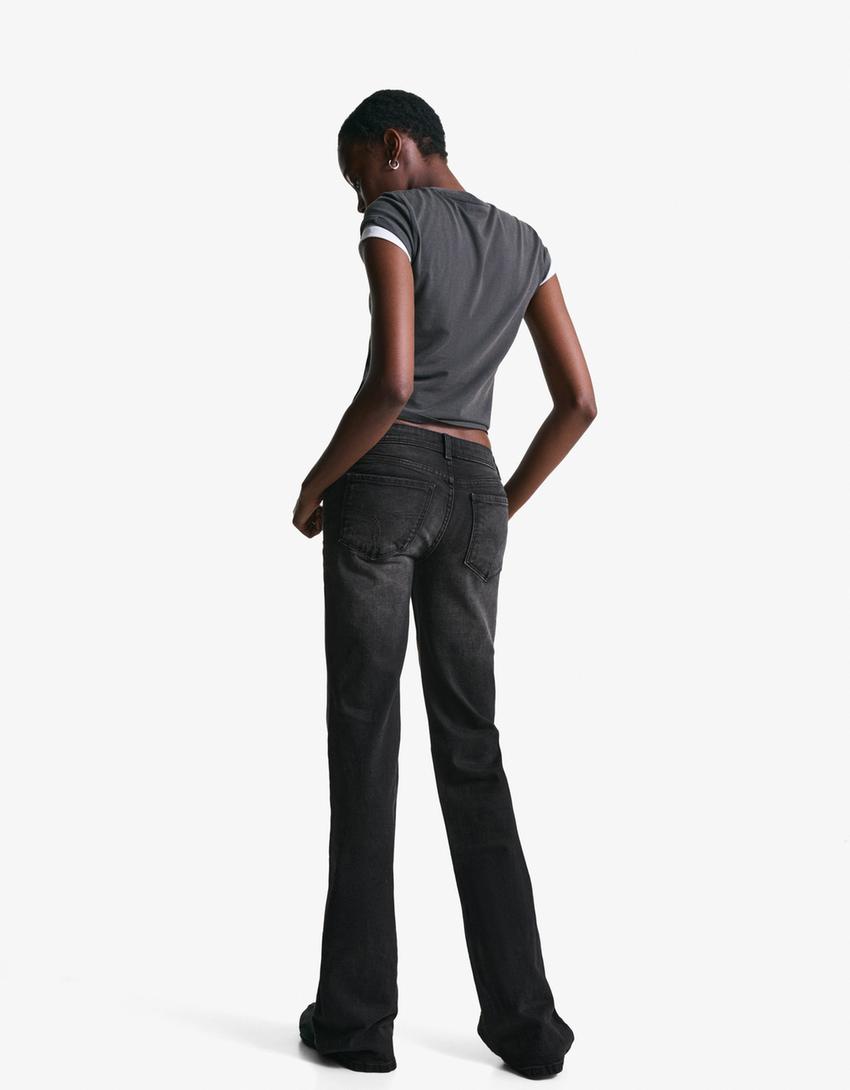 Blugi bootcut talie joasă-Gri-2