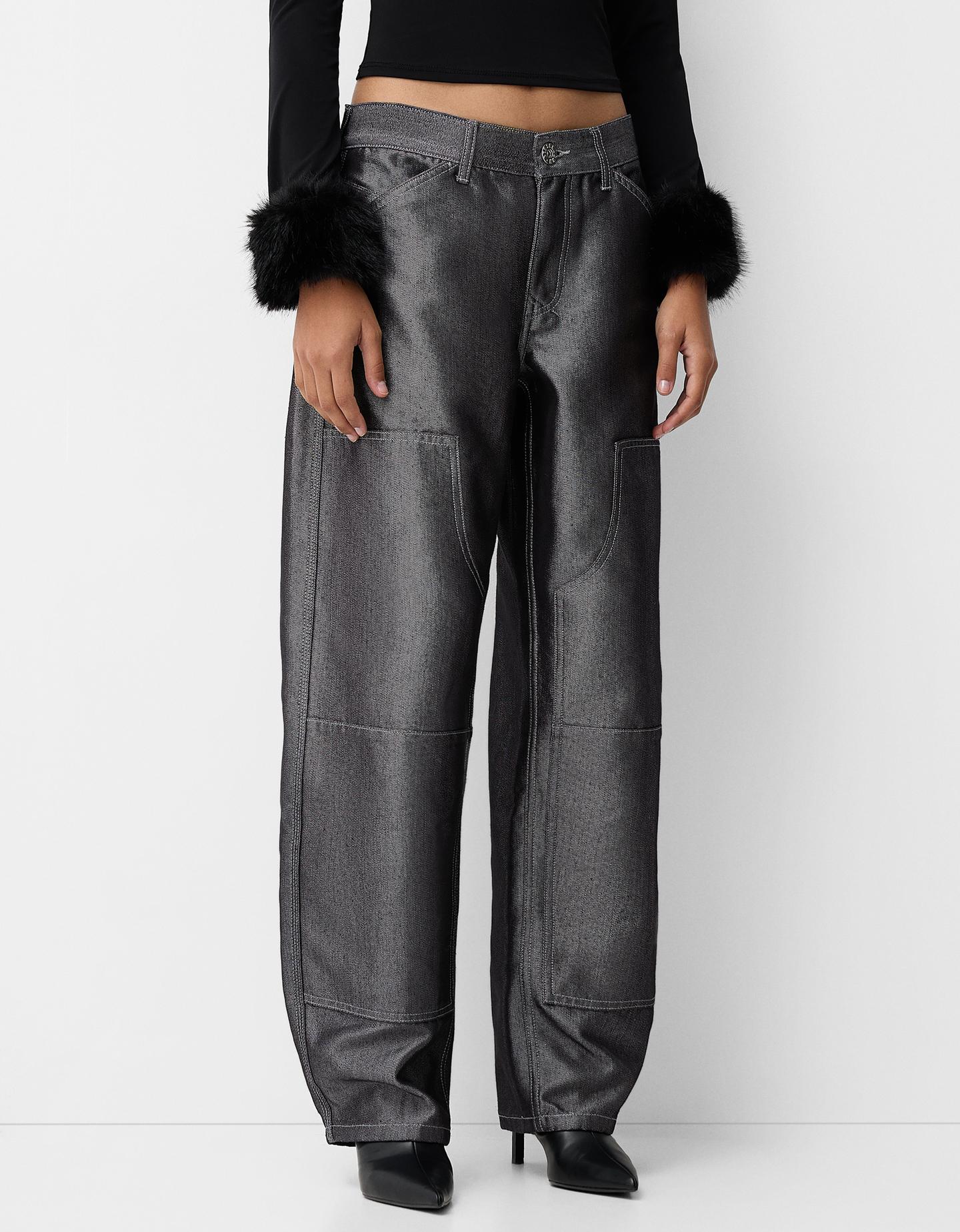 Bershka Balloon Jeans Mit Wide-Leg Damen 40 Schwarz günstig online kaufen