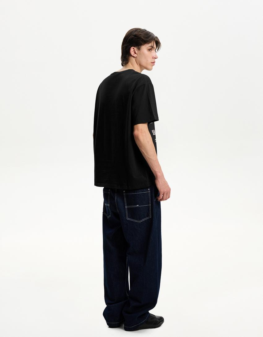 T-shirt manches courtes avec filtre numérique-Noir