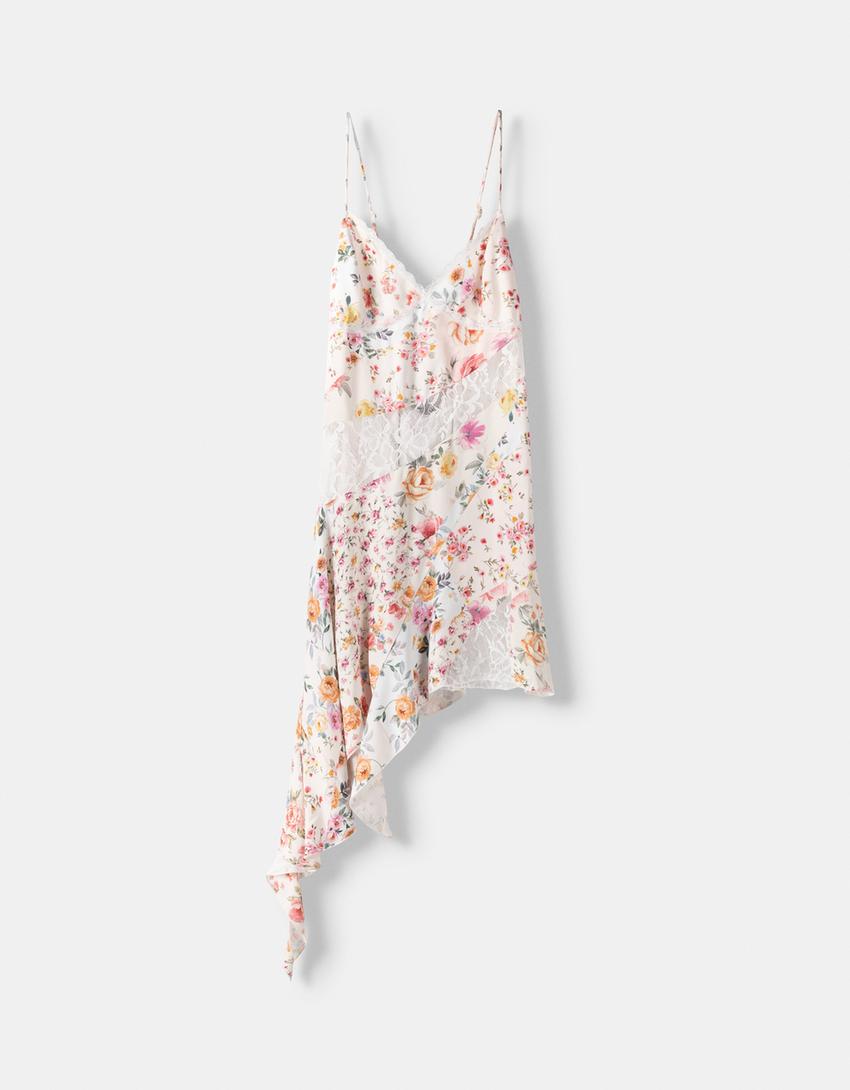 Printed asymmetric dress-Multicolored