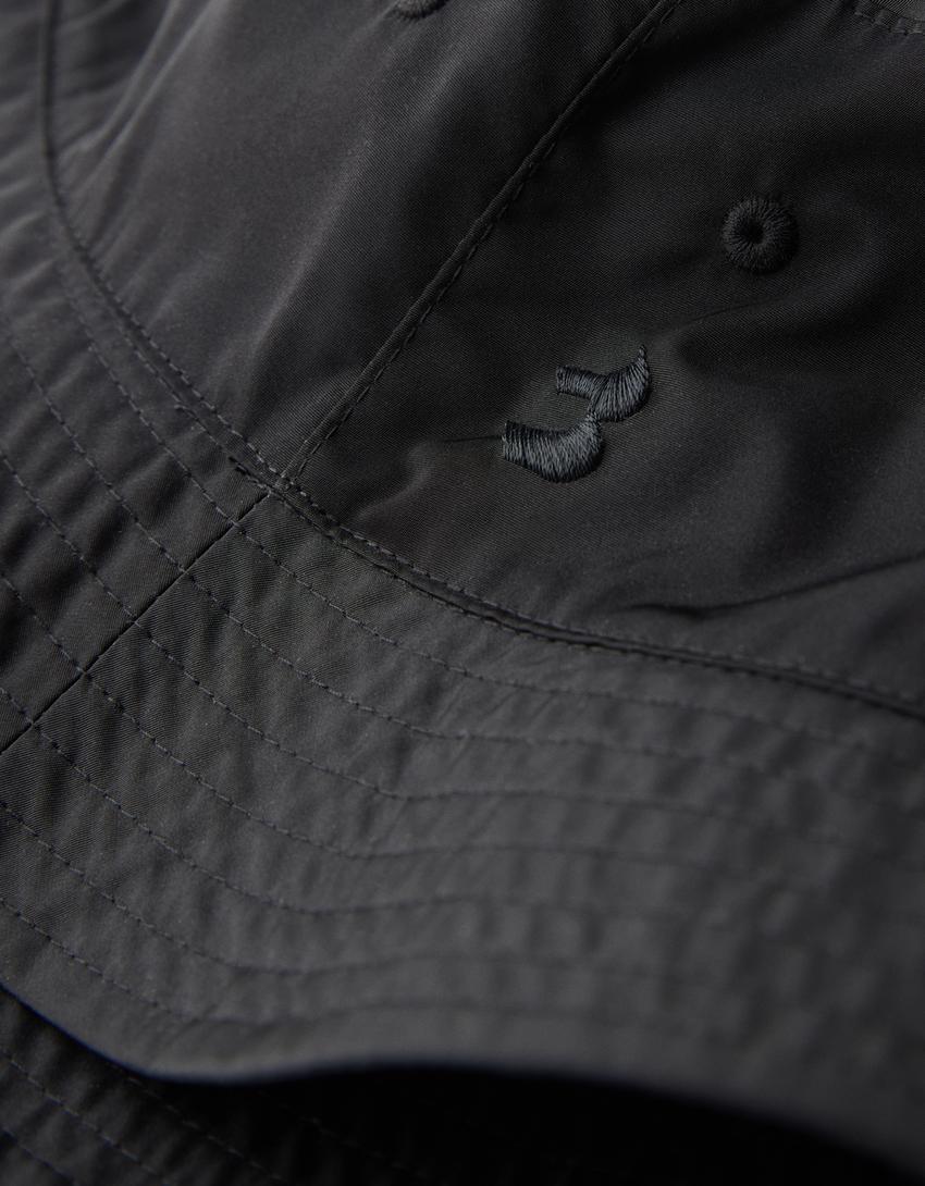 Embroidered bucket hat-Black-2