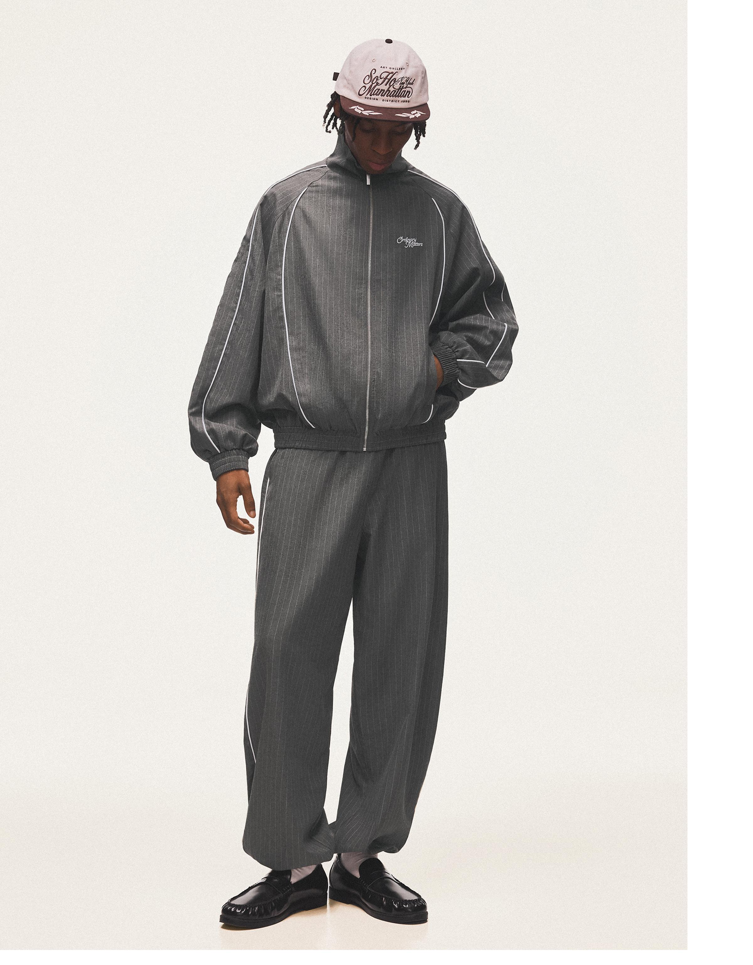 Pinstripe joggers — Mixed gray