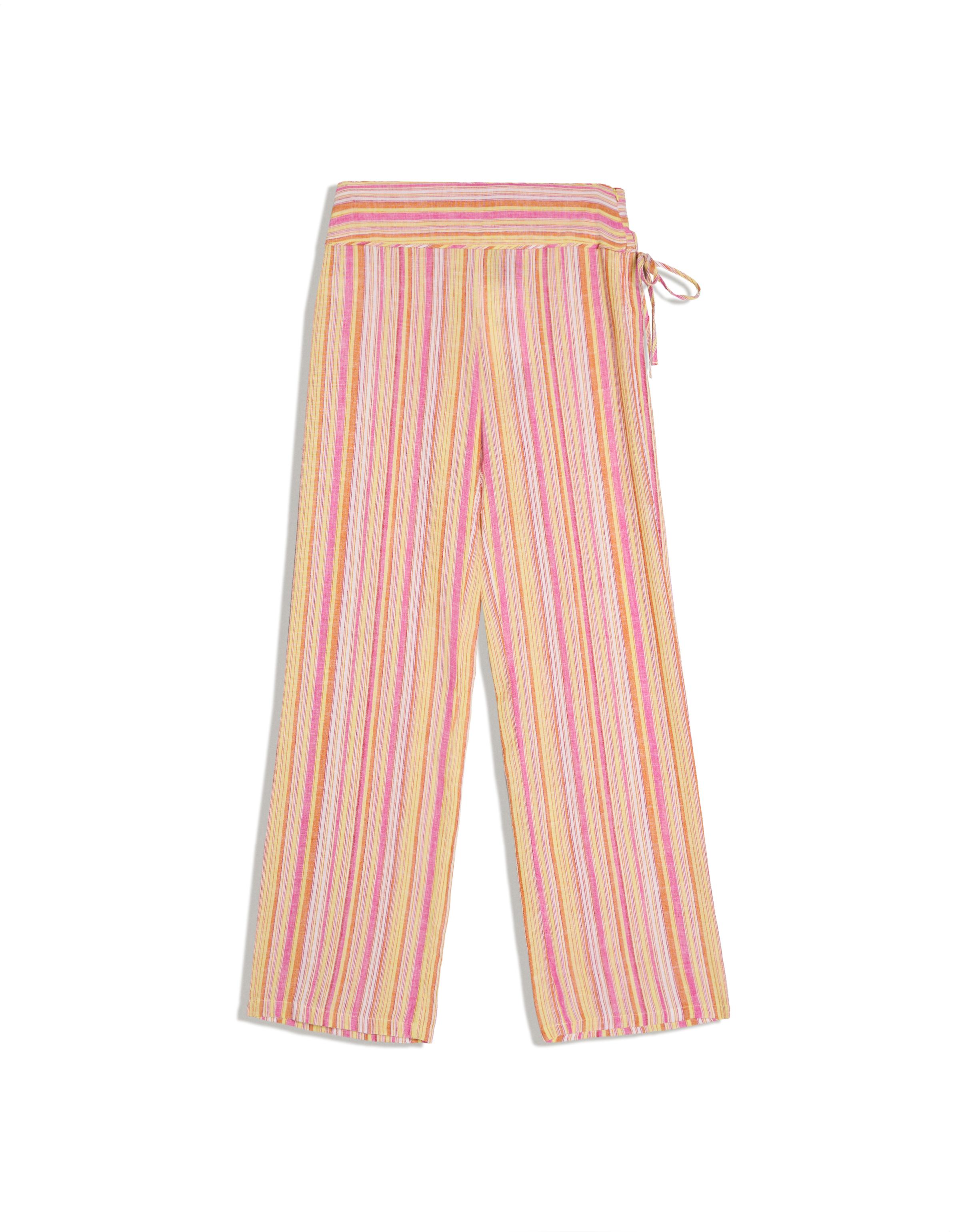 Striped trousers with linen — Yellow