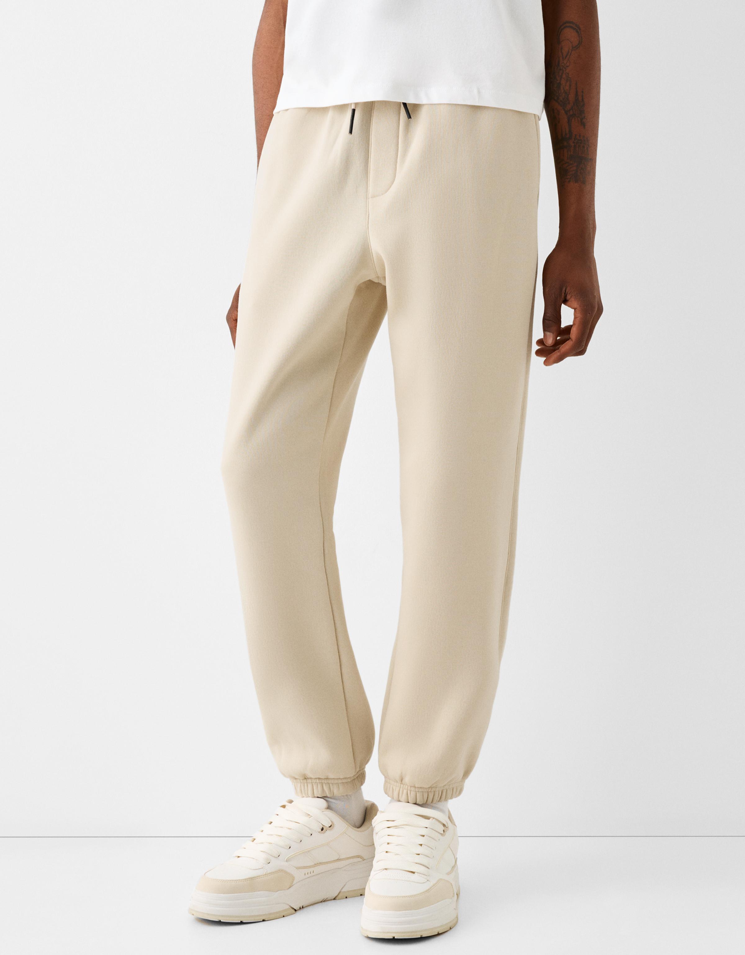 Bershka Joggerhose Aus Plüsch Herren L Beige