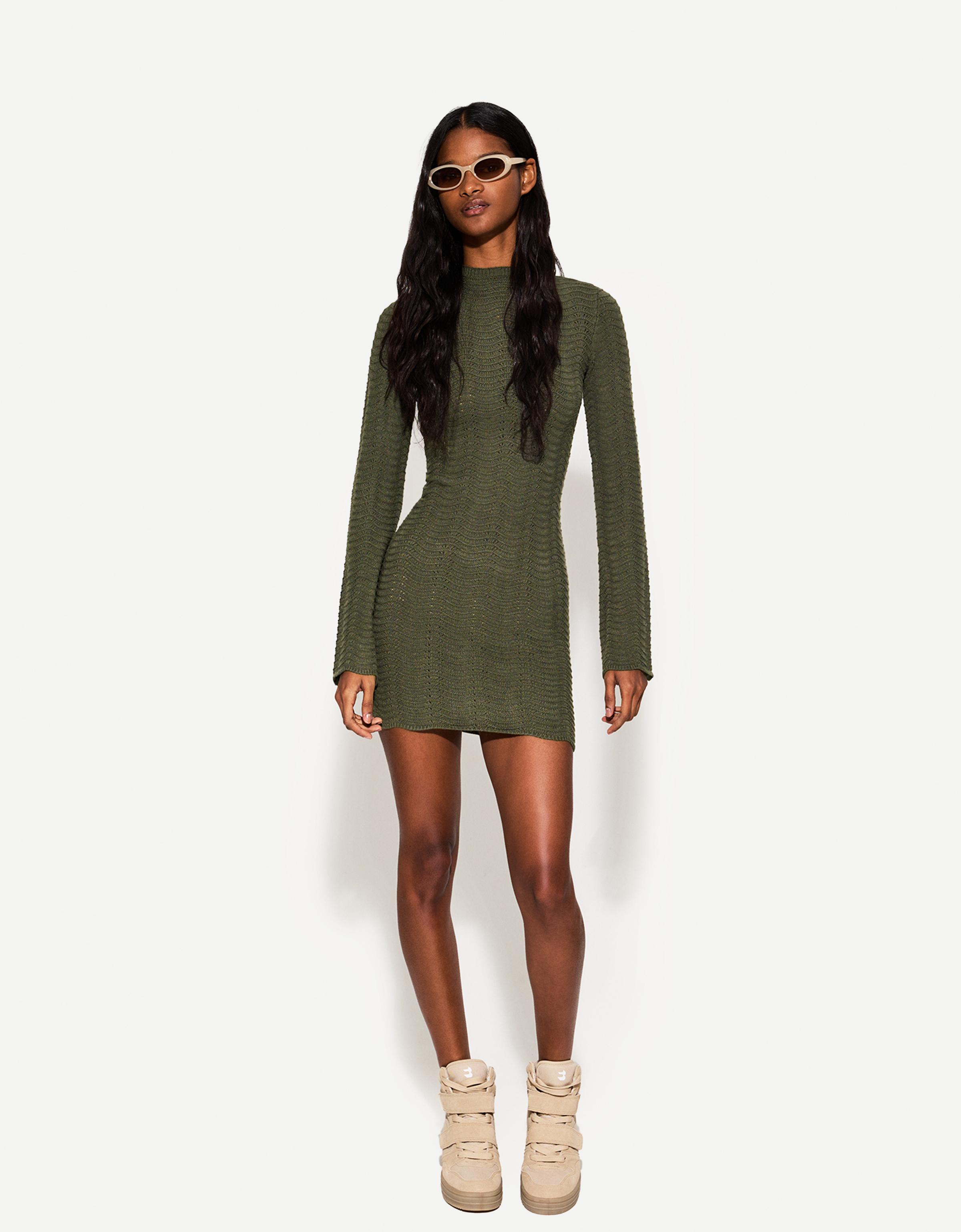 High neck open knit mini dress - Dresses and jumpsuits