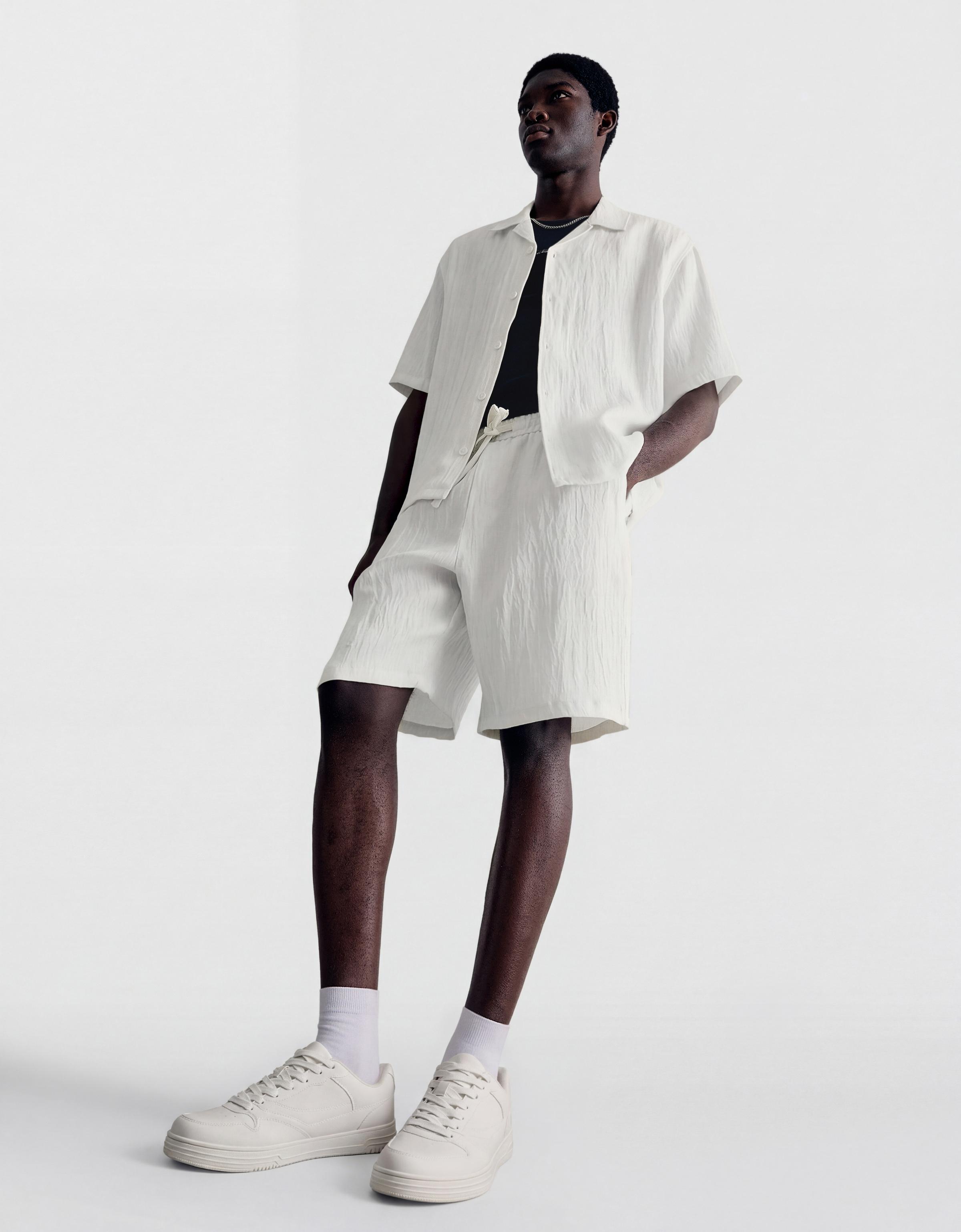 Rustic jogger Bermuda shorts — White