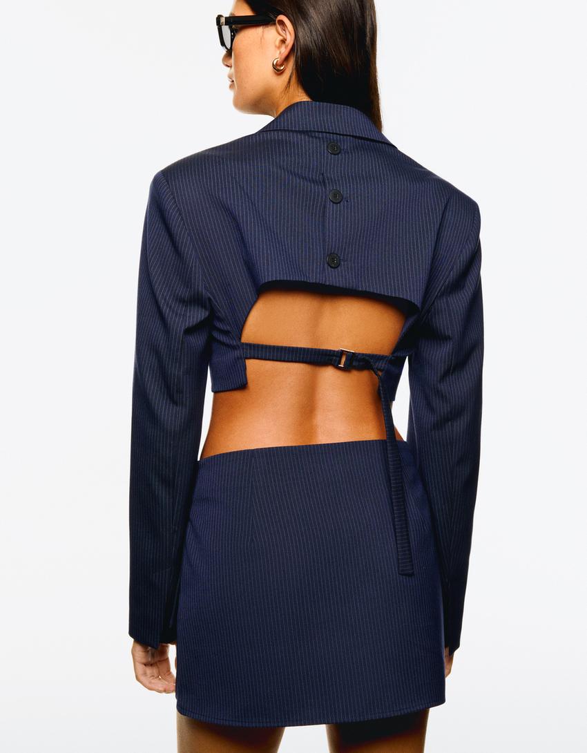 Super cropped blazer-Navy