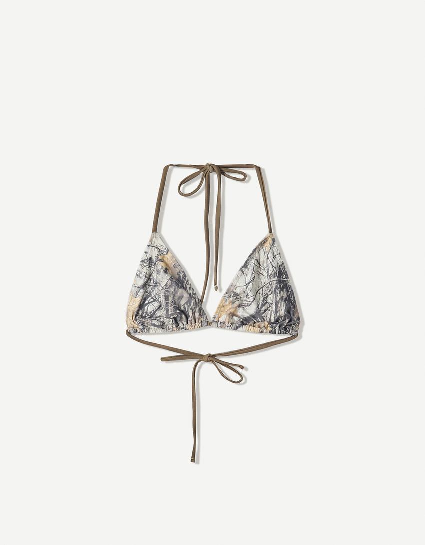 Bikini-Top mit Print-Grau-3