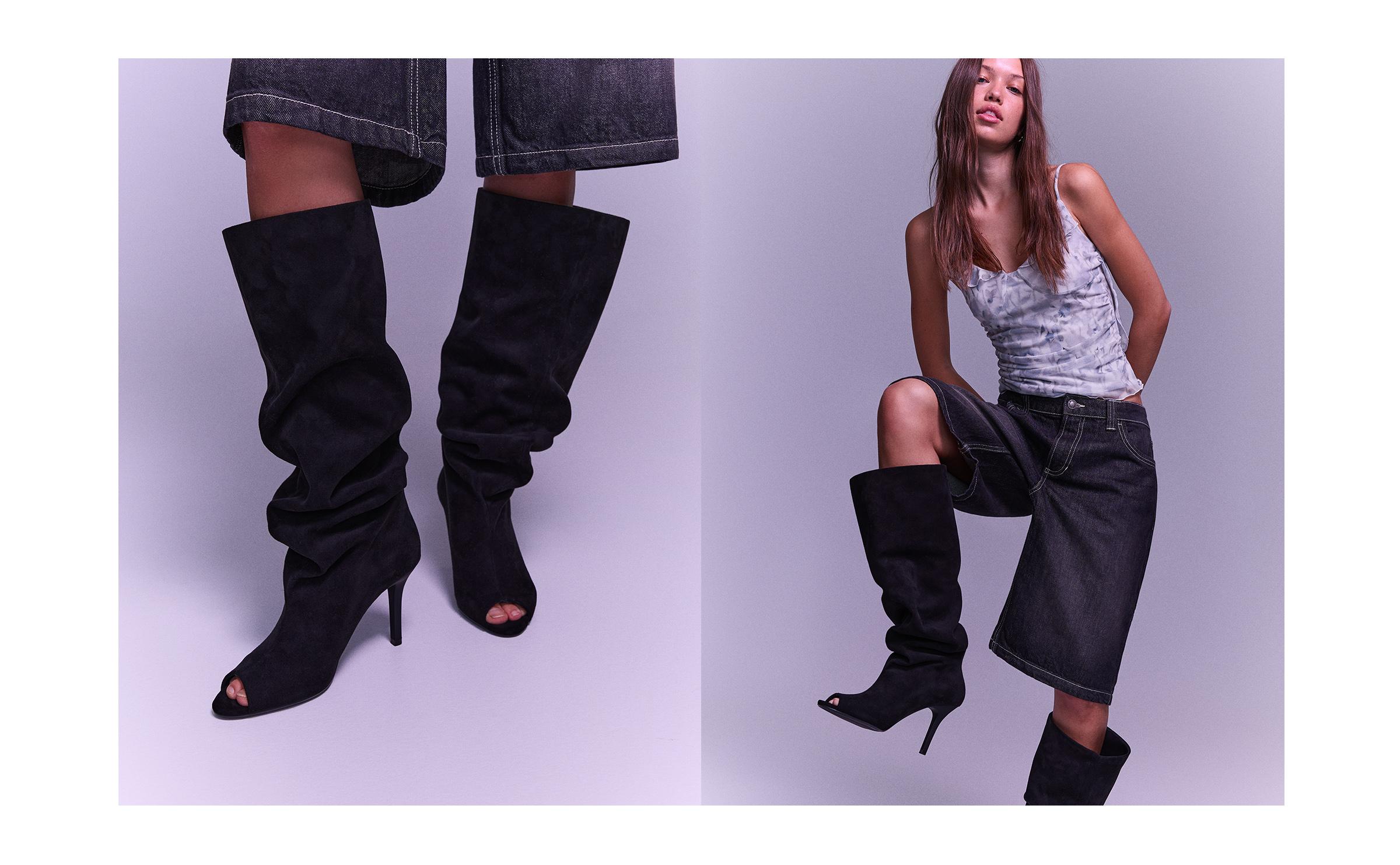 Stiletto-heel open boots