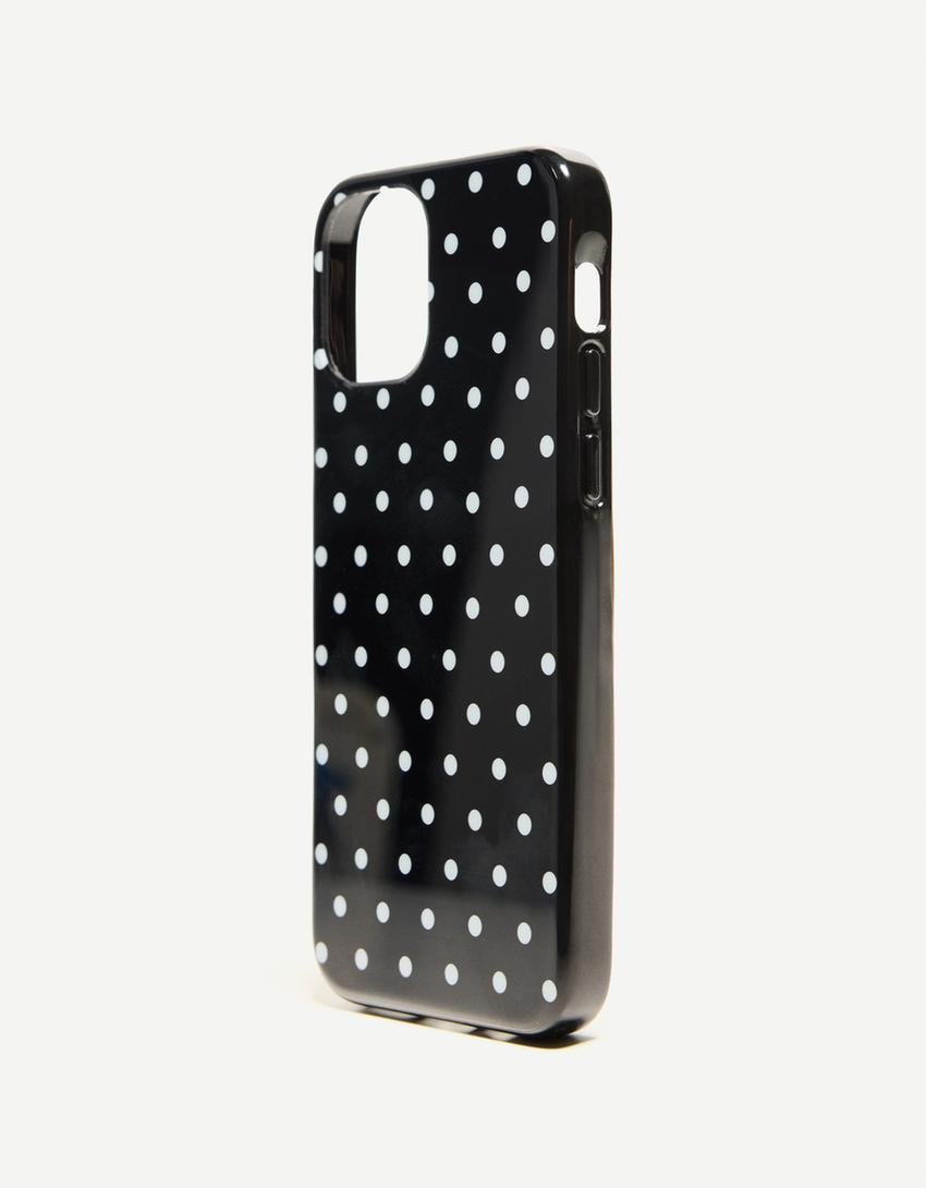 Puantiyeli iPhone kılıfı-Siyah-4