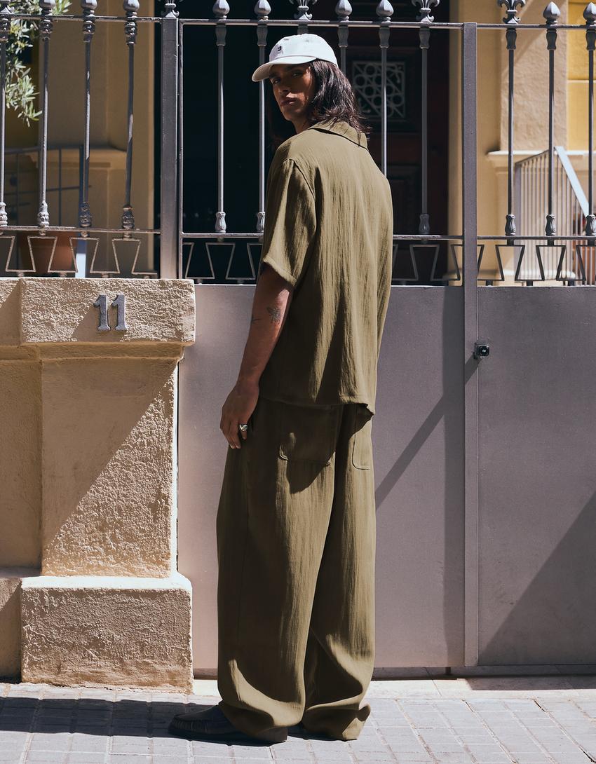 Pantalon baggy rustique-Kaki