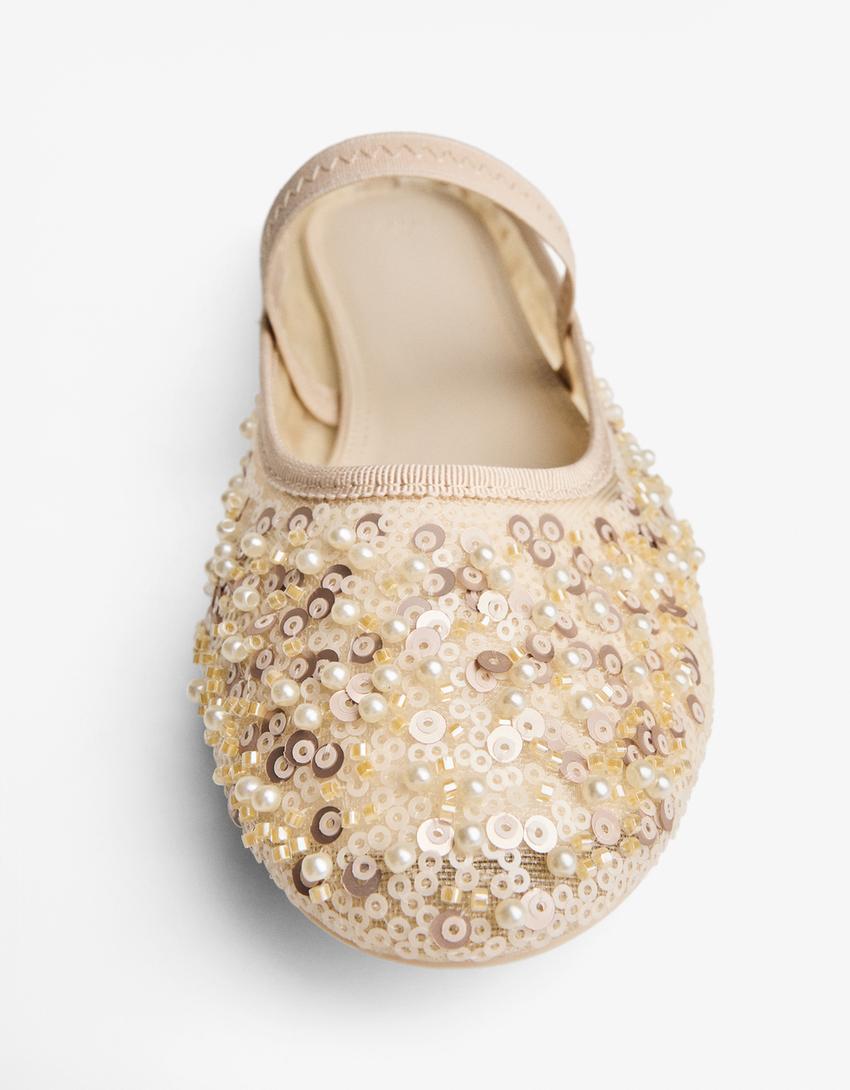 Ballerine à talon ouvert fantaisie-Beige