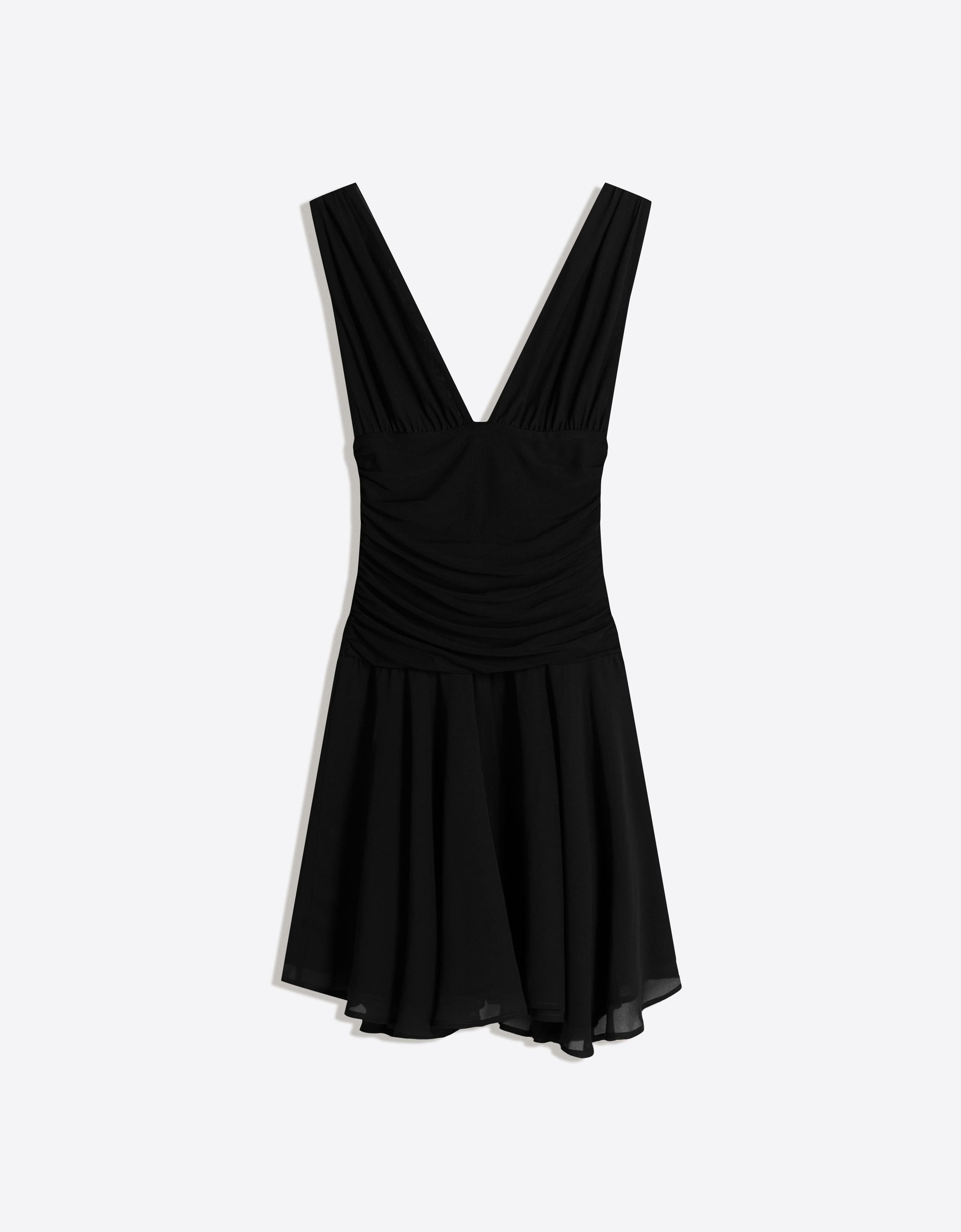 Chiffon mini dress with flounce