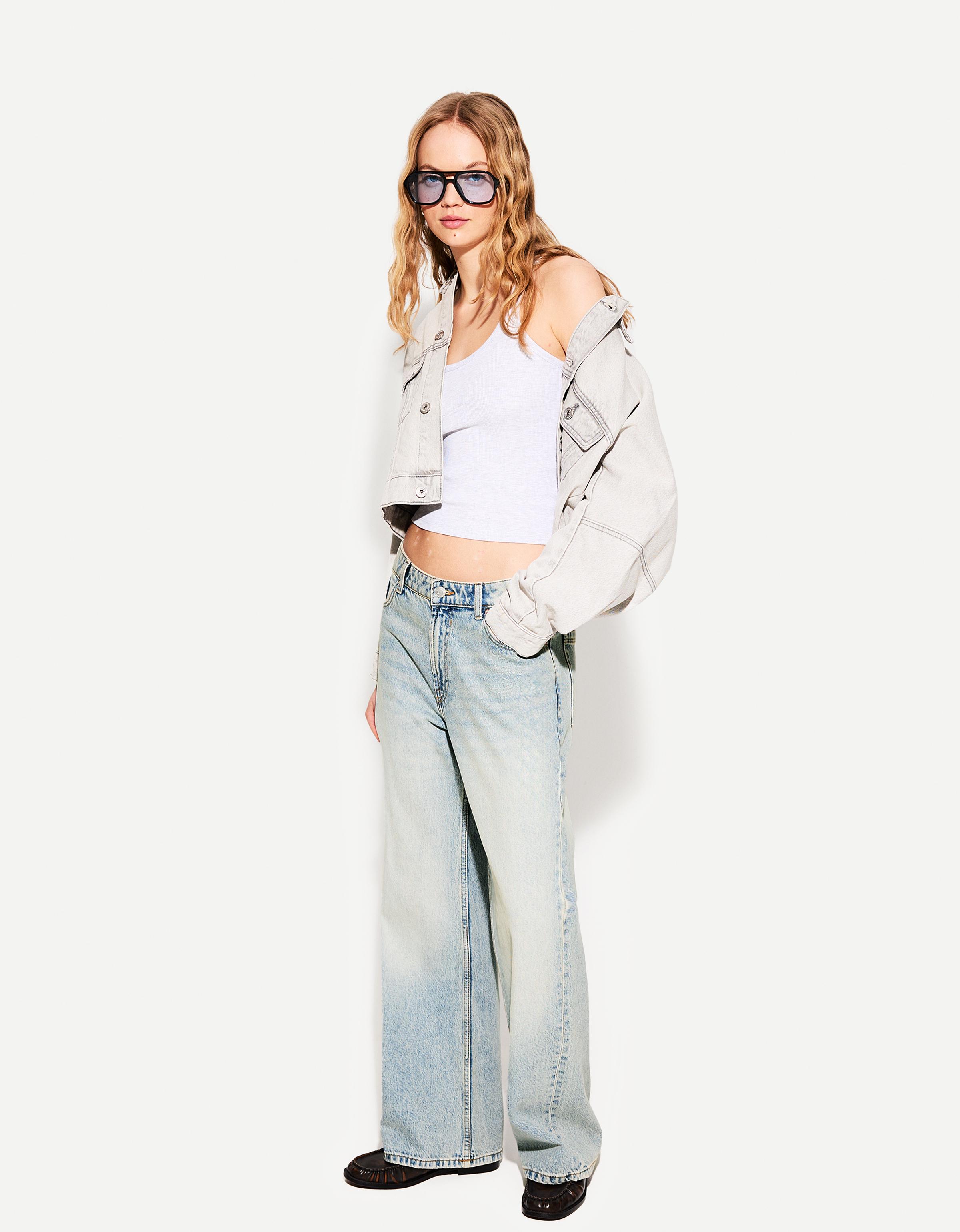 Bershka Jeans Im Baggy-Hosen-Fit Damen 36 Hellblau