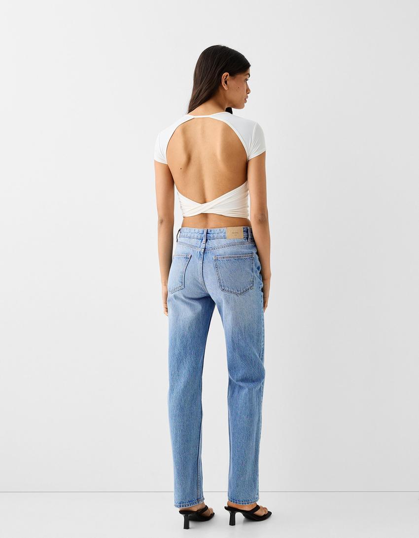 بنطال جينز بقصة مستقيمة-أزرق فاتح-2