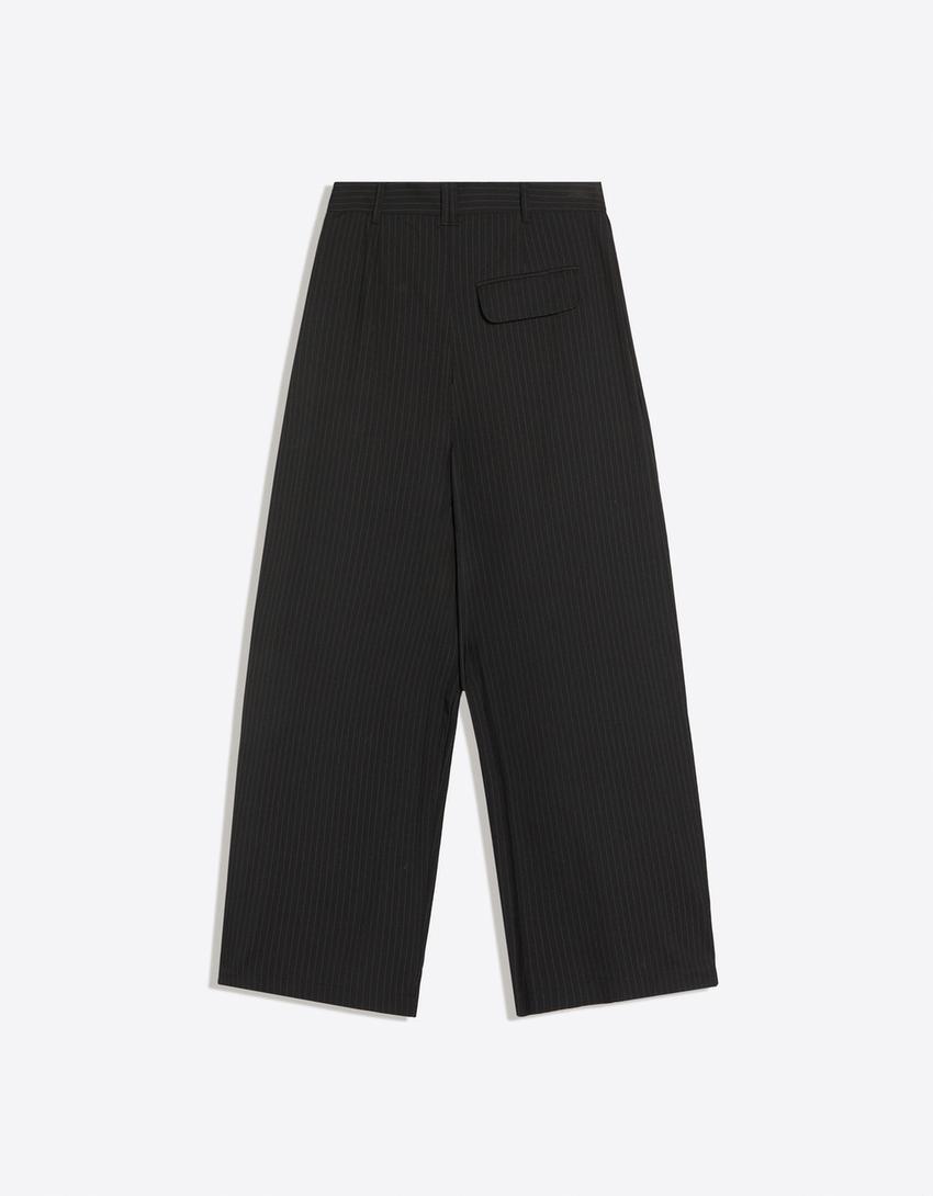 Trousers with side pleats-White / Black