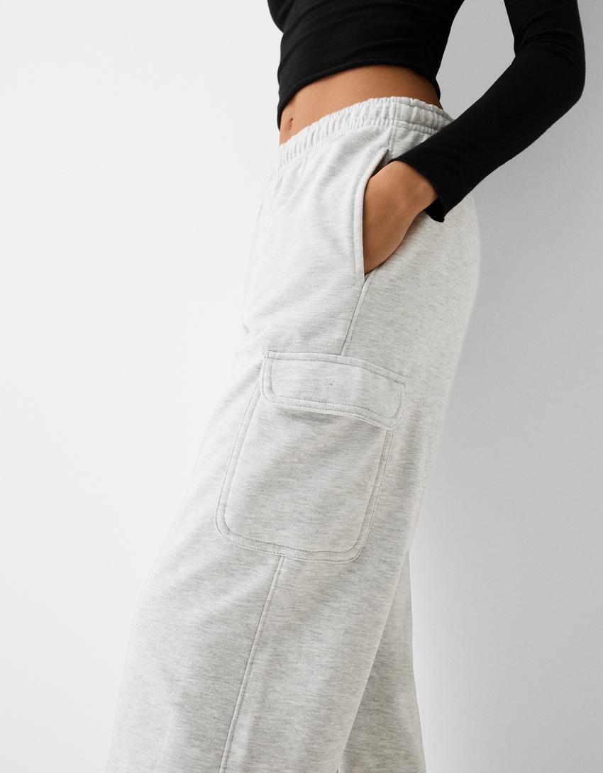 بنطلون رياضي بلش كارغو-رمادي-3