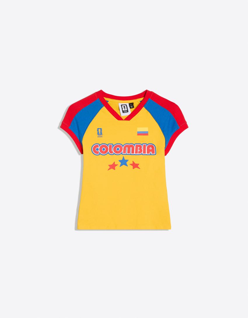 T-shirt col en V Colombie FIFA WORLD CUP™-Jaune