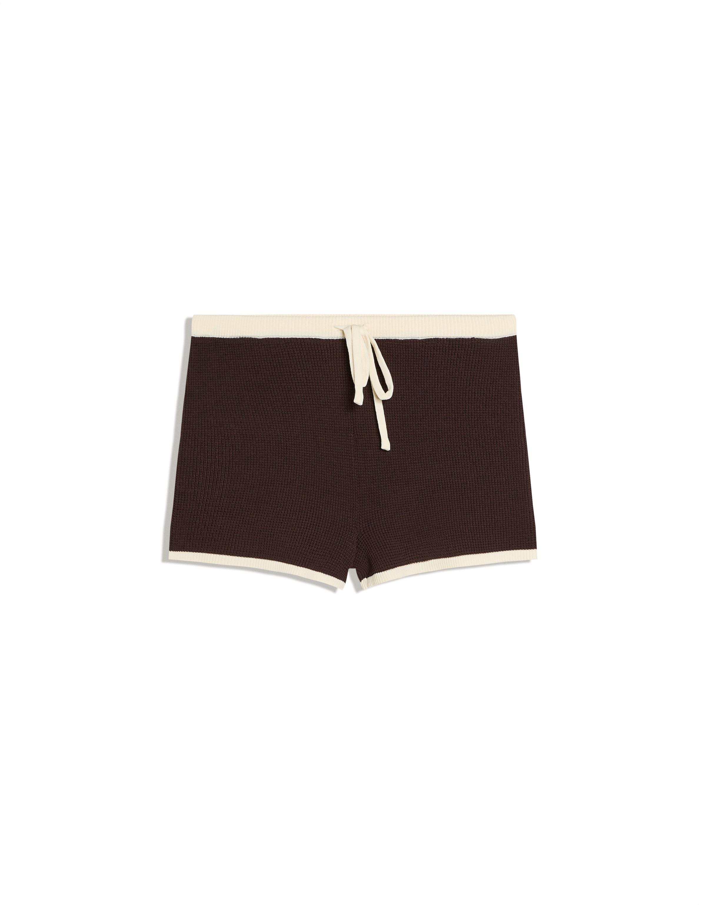Contrast knit shorts — Brown