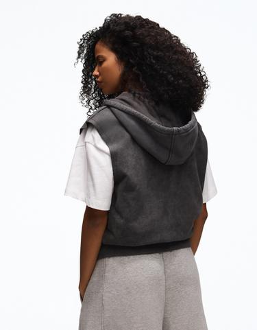 Hooded washed effect gilet — Dark grey 2