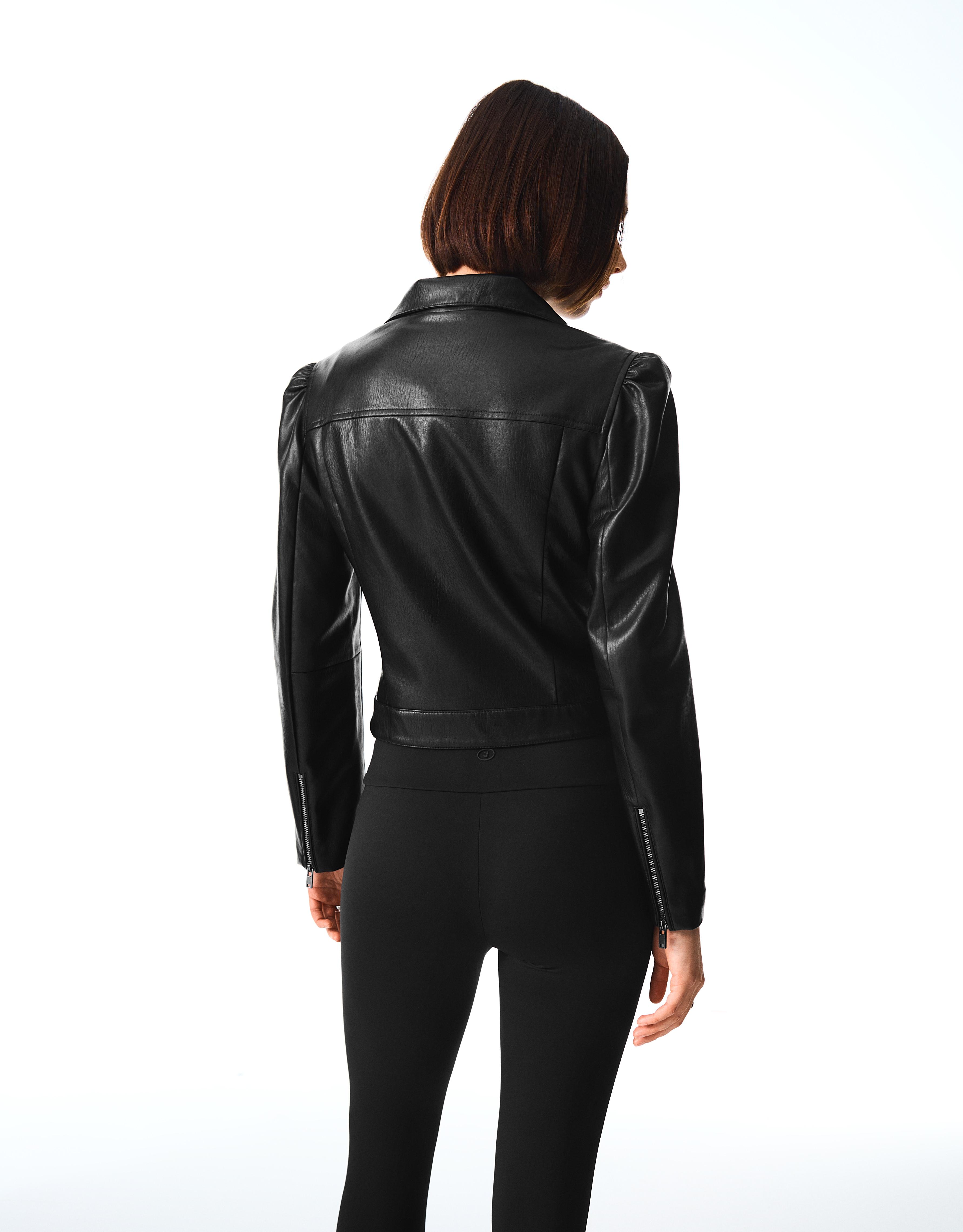 Leather effect jacket with buckles — Black