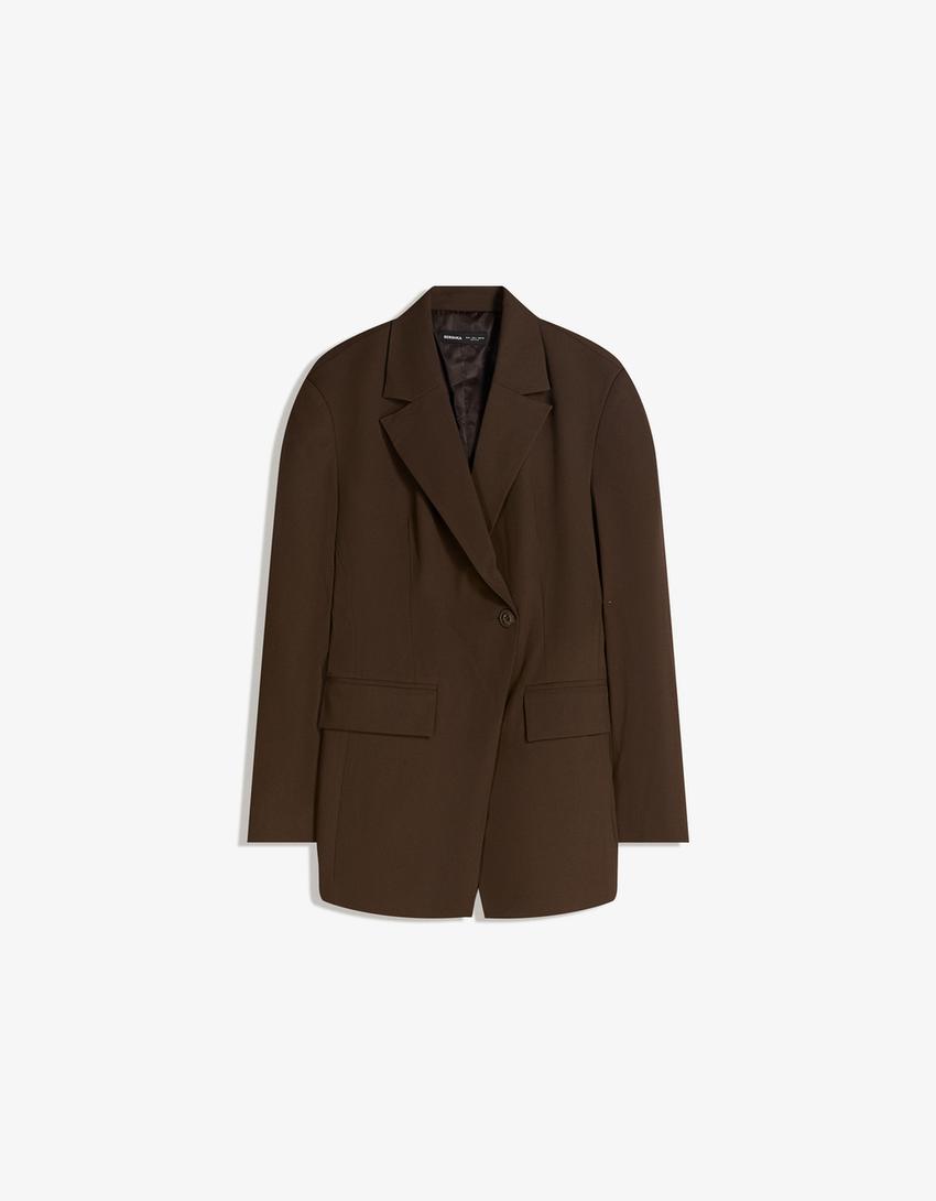 Blazer botón lateral-Marrón
