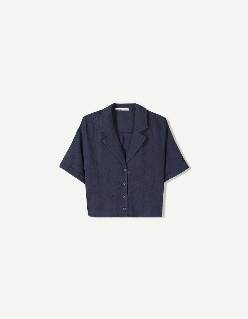 Set aus Hemd und Hose im rustikalen Stil-Blau-1