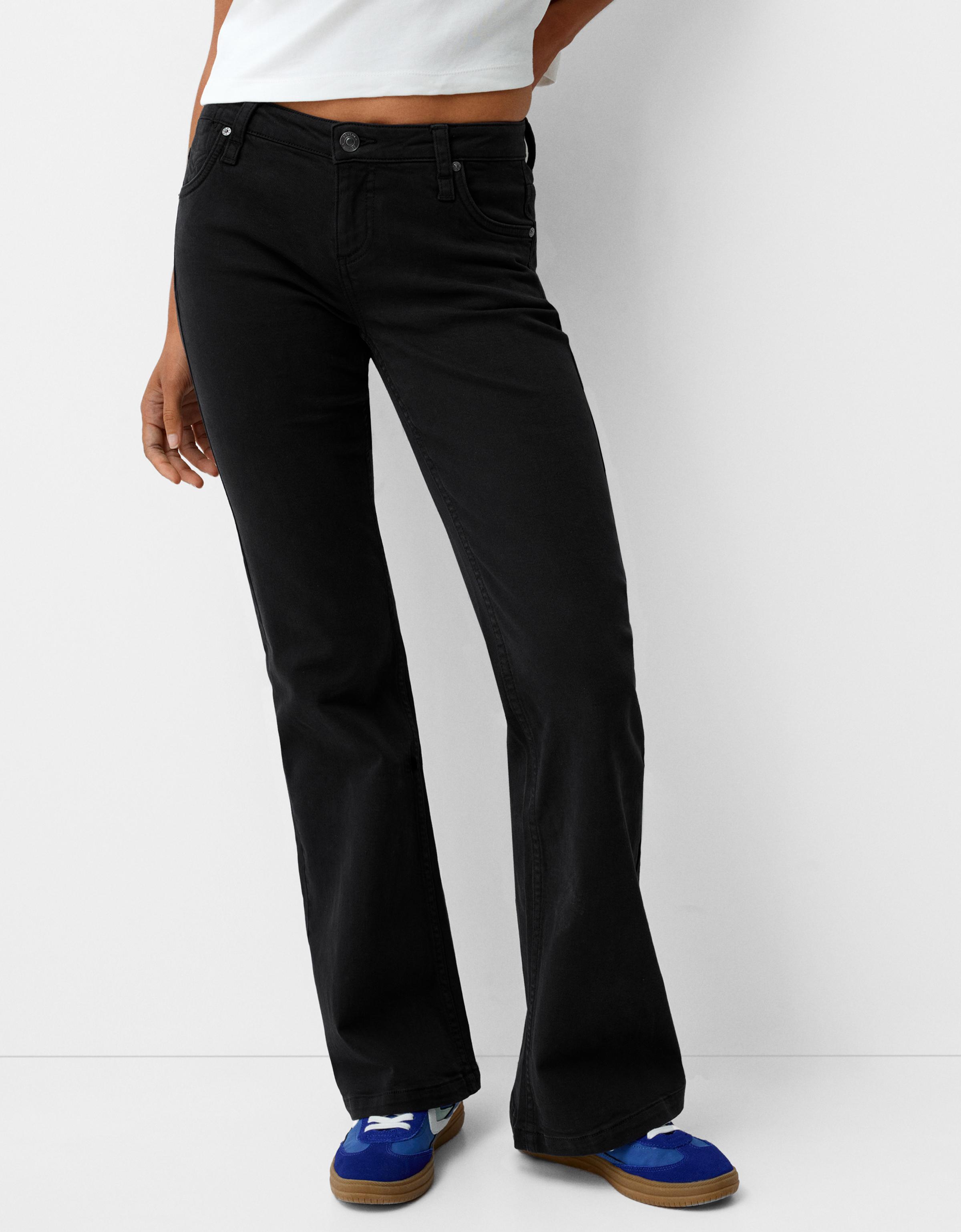 Bershka Schlaghose Aus Twill Damen 36 Schwarz