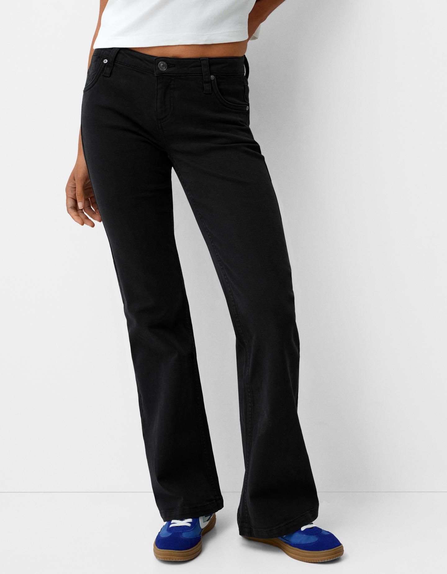 Bershka Pantalón Flare Sarga Mujer 38 Negro