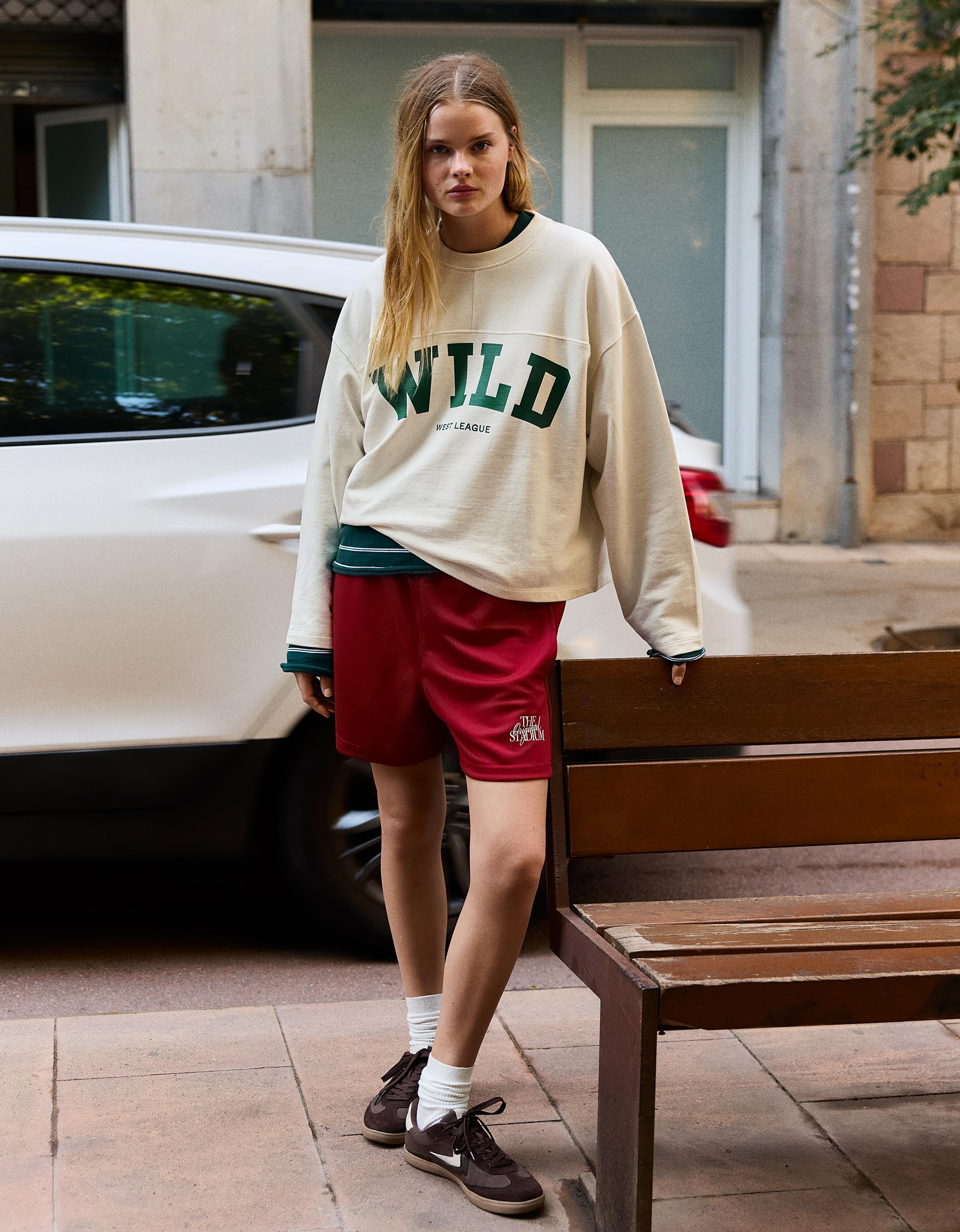 Printed round neck sweatshirt — Off white