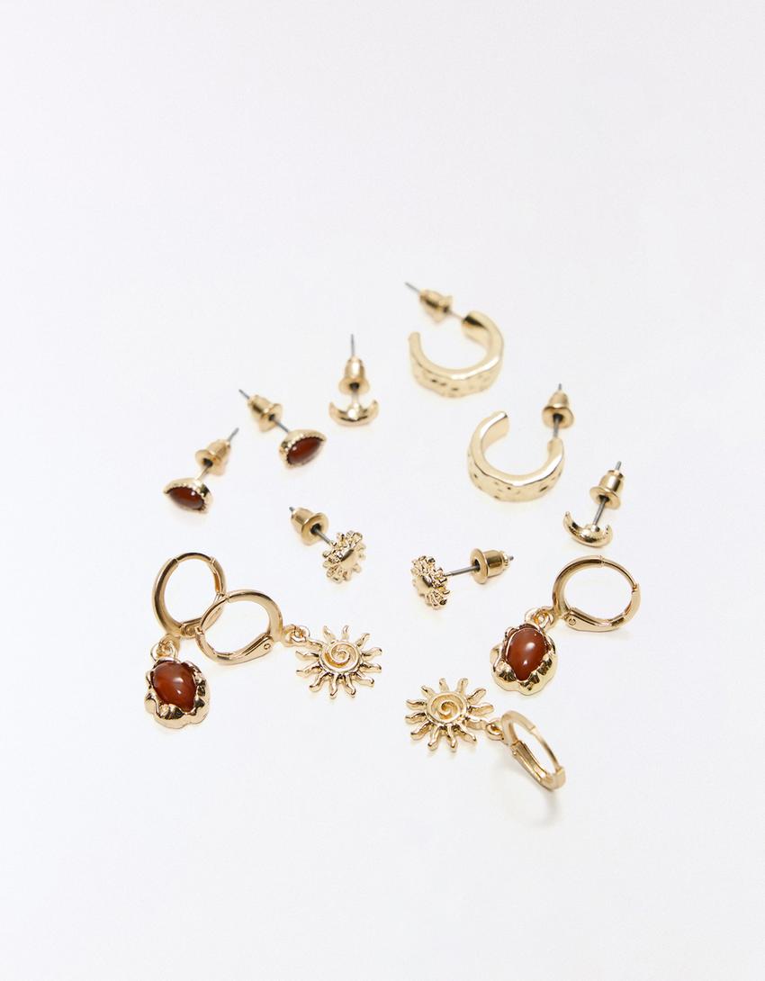 Pack Ohrringe mit Sonnen-Gold